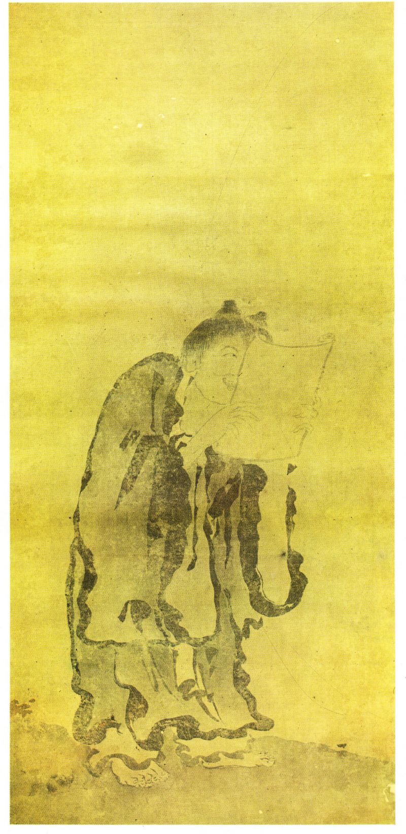 Кано Танхю (1602 - 1674) - Монах Ханьшань со свистком Шелк, тушь. 73x34. Государственный музей искусства народов Востока